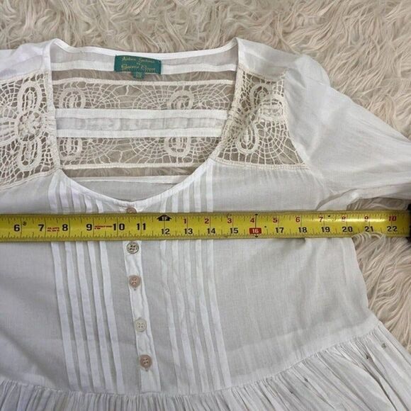 Amlica Santoria by Giacomo Cinque White Sequin Lace Tiered Tunic Boho Dress OS - Picture 5 of 12